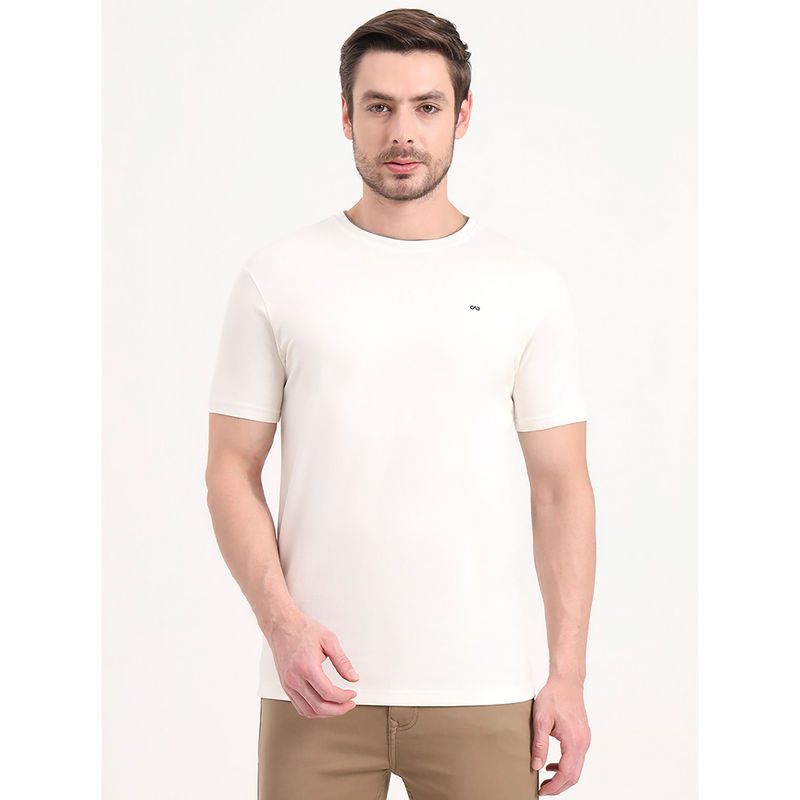 JadeBlue Men Off White Solid T-Shirt (44)