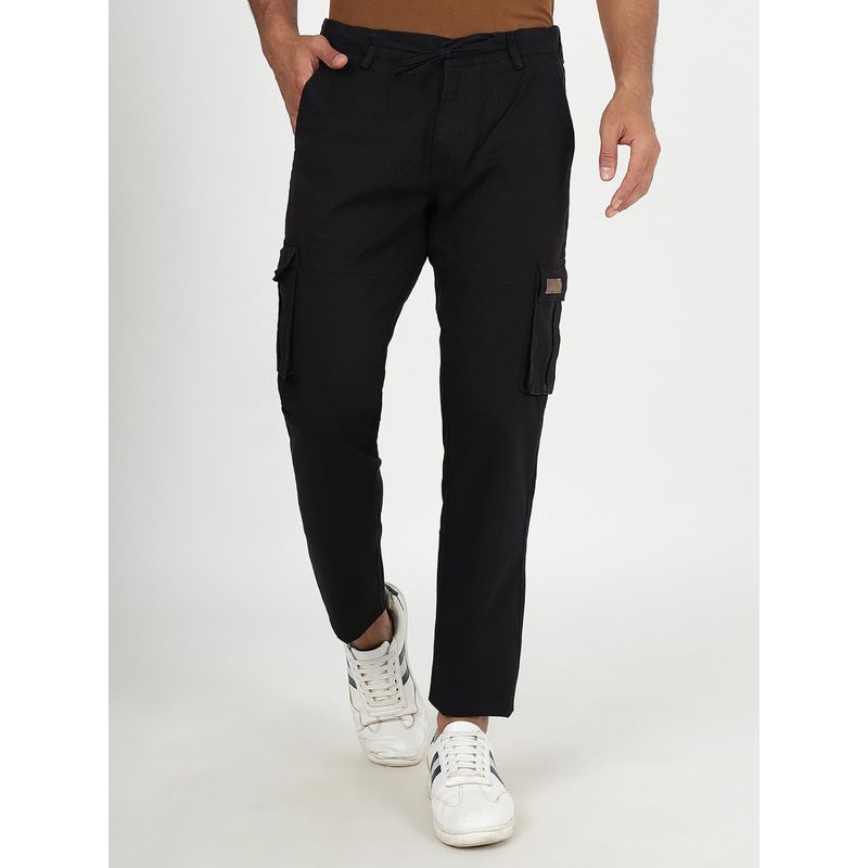 JadeBlue Men's Black Cotton Slim Fit Cargo Pant (42)