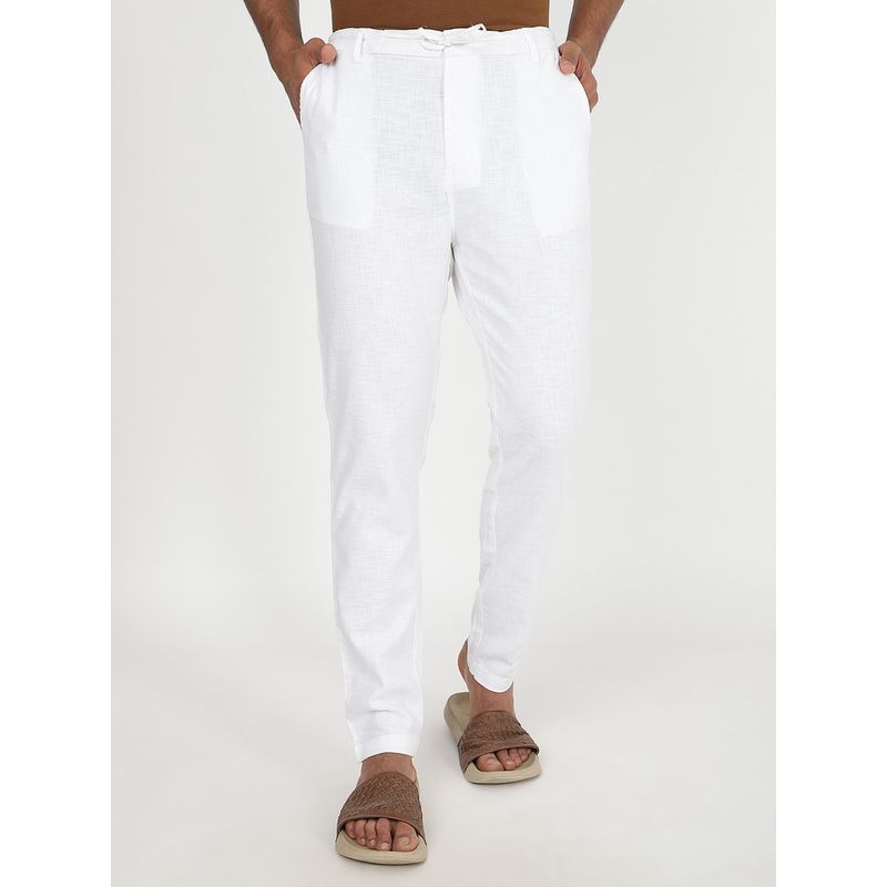 JadeBlue Men's Slim Fit White Cotton Track Pant (44)