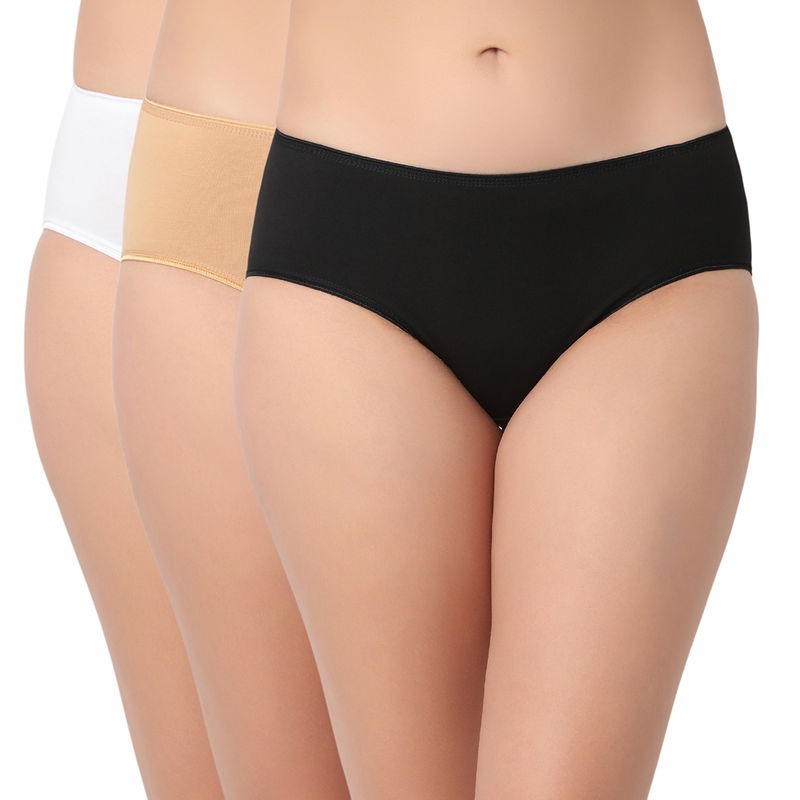 Juliet Cotton Hipster Premium Panties Full Coverage Stretchable (Pack of 3) (S)