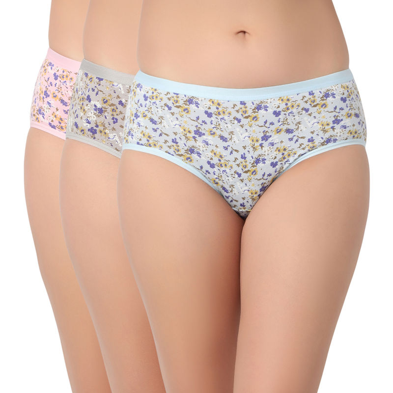 Juliet Cotton Hipster Panties Full Coverage Stretchable (Pack of 3) (L)