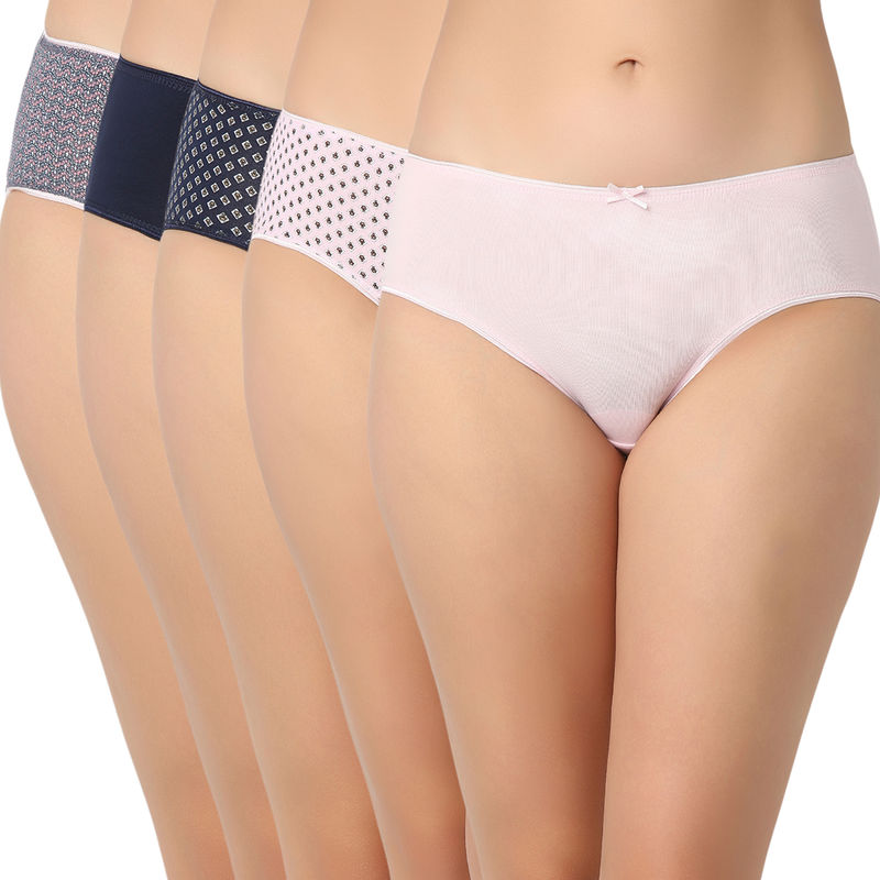 Juliet Cotton Hipster Premium Panties Full Coverage Stretchable (Pack of 5) (M)