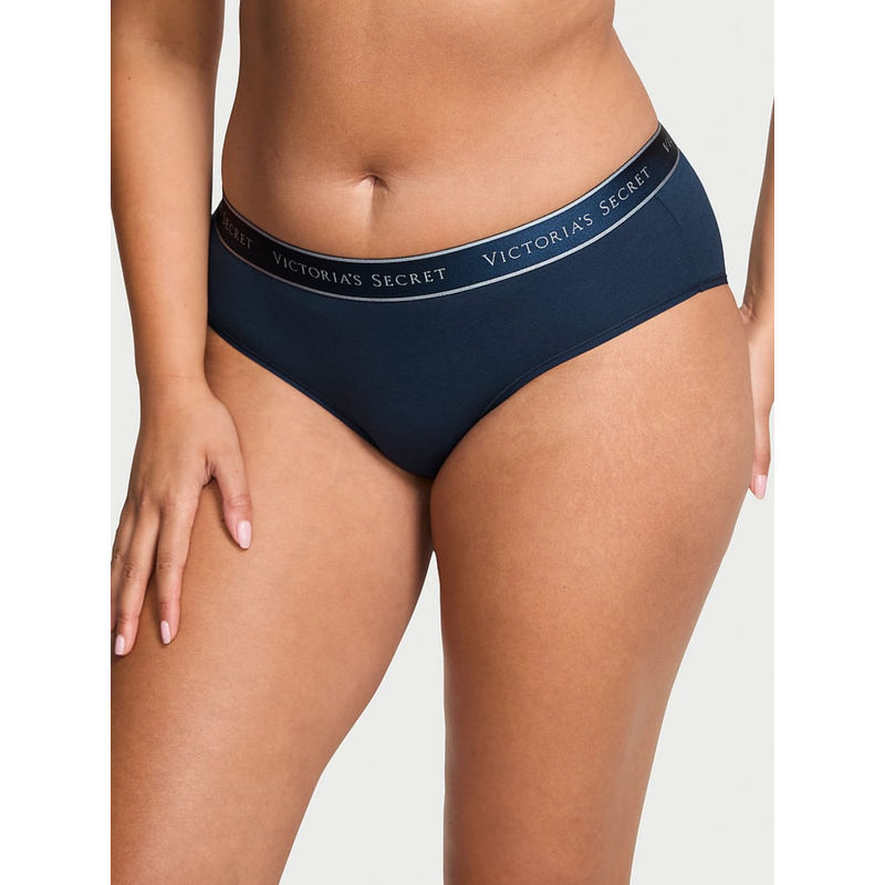 Victoria's Secret Blue Logo Cotton Hiphugger Panty (XS)