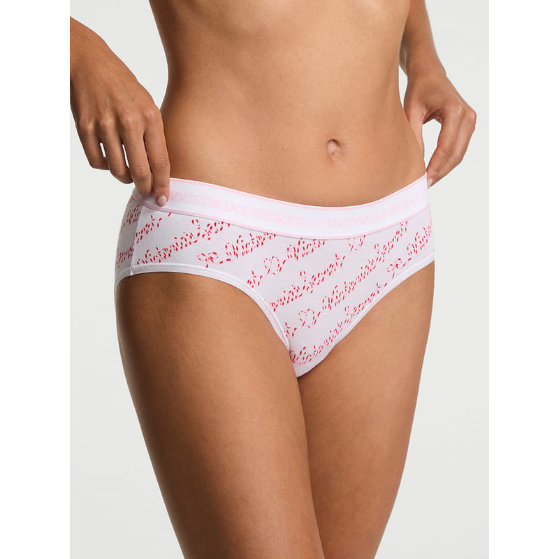 Victoria's Secret White Logo Cotton Hiphugger Panty (XS)