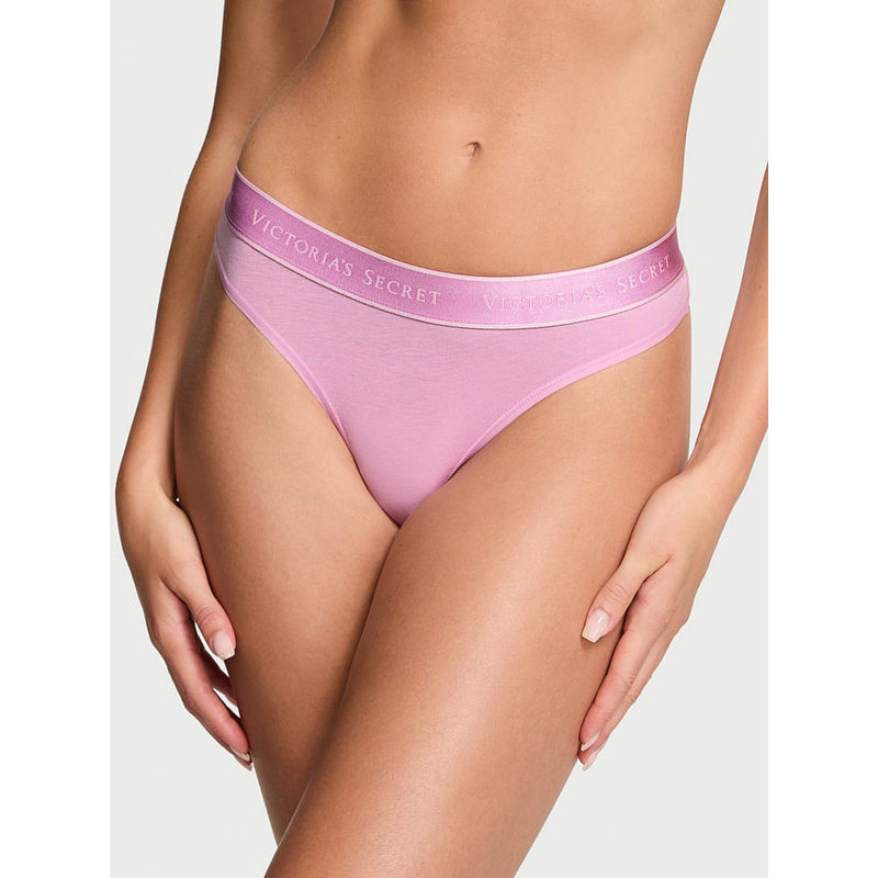 Victoria's Secret Pink Logo Cotton Thong Panty (S)