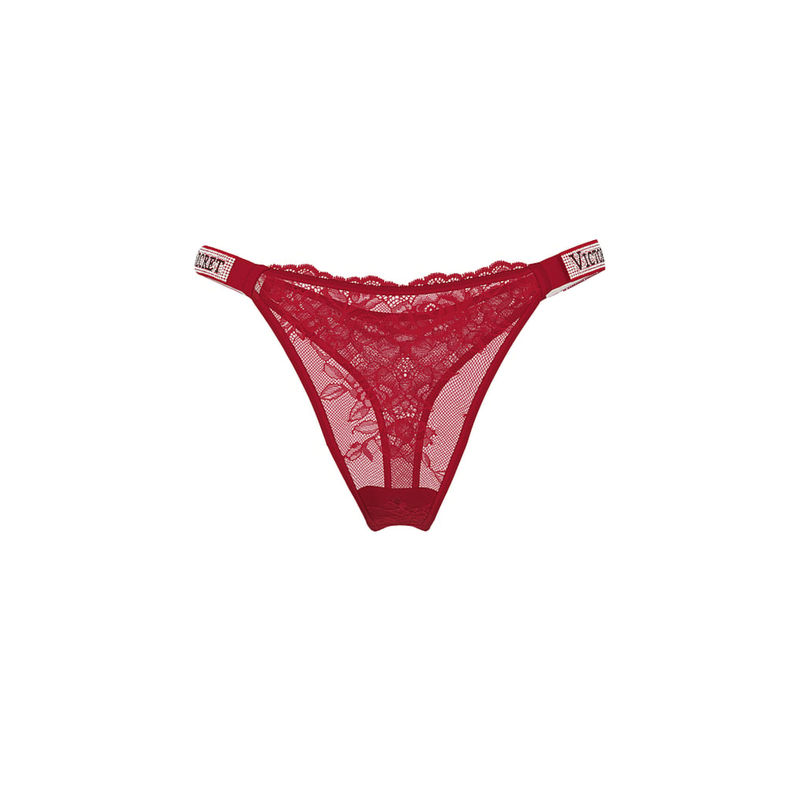 Victoria's Secret Red Very Sexy Shine Strap Lace Thong Panty (M)