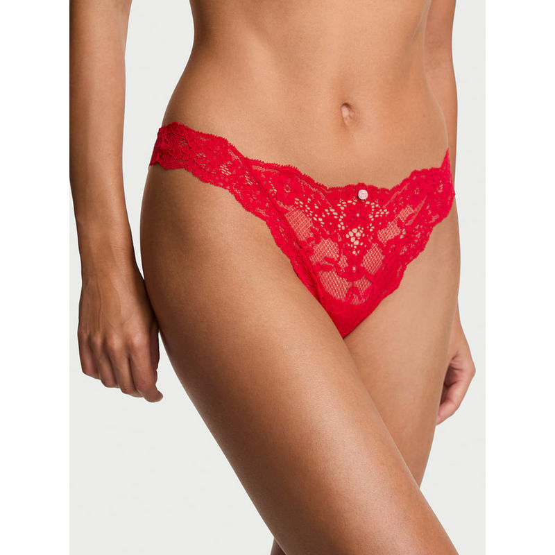 Victoria's Secret Red Dream Angels Lace Thong Panty (S)