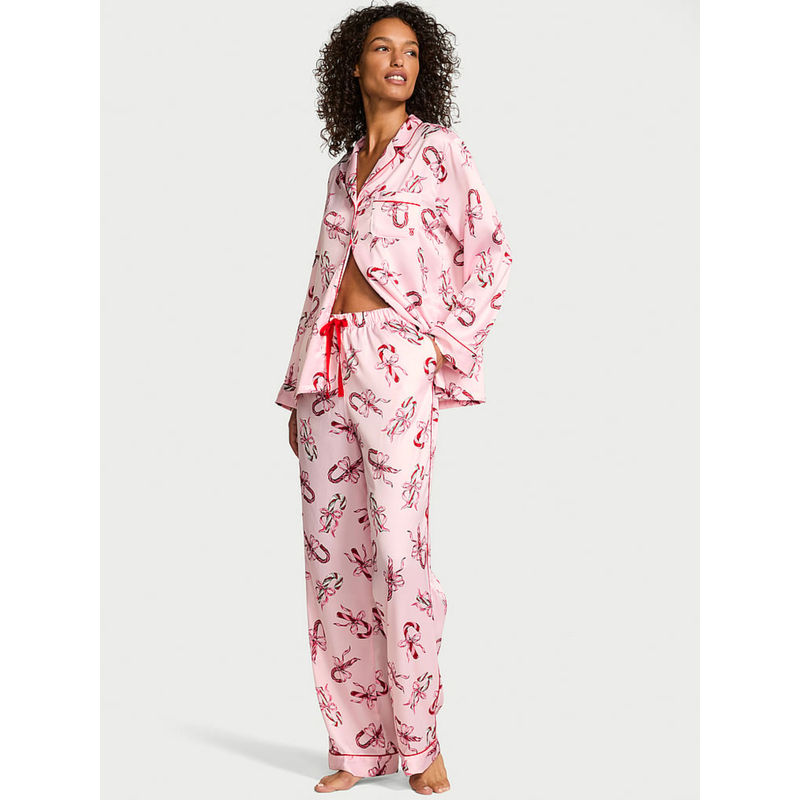 Victoria's Secret Pink Glazed Satin Shirt & Pyjama (L)