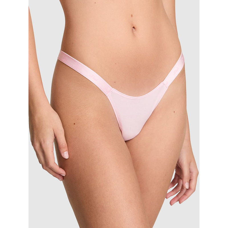 Victoria's Secret Pink Logo Cotton High-Leg Micro Thong Panty (L)