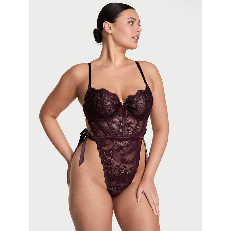 Victoria's Secret Purple Dream Angels Wicked Unlined Lace Teddy (XL)