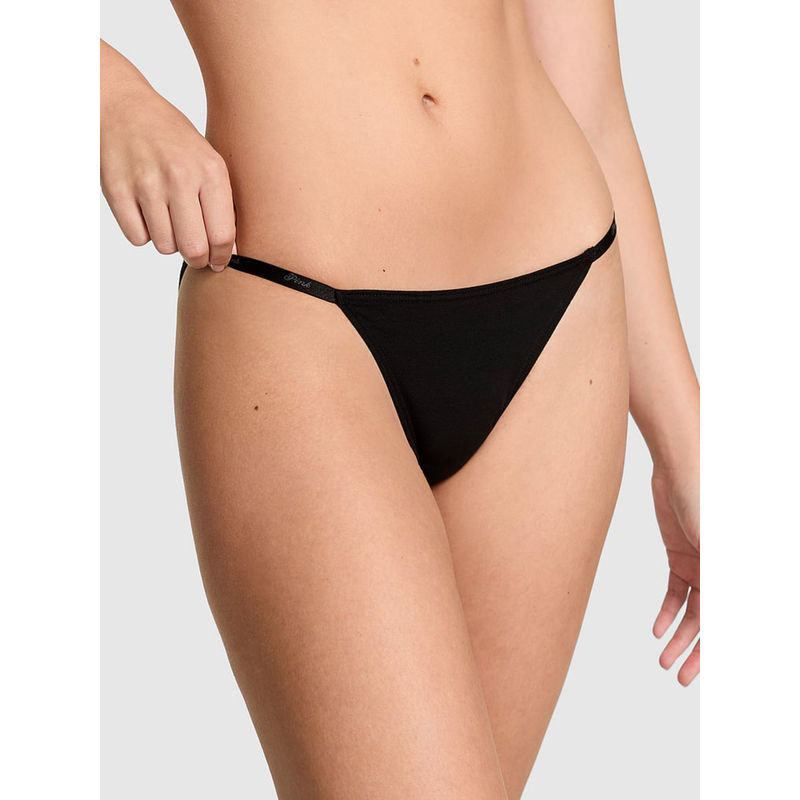 Victoria's Secret Black Logo Cotton String Panty (XL)