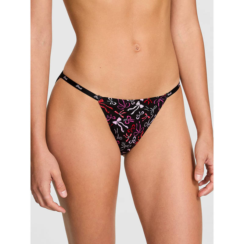 Victoria's Secret Black Logo Cotton String Panty (XS)