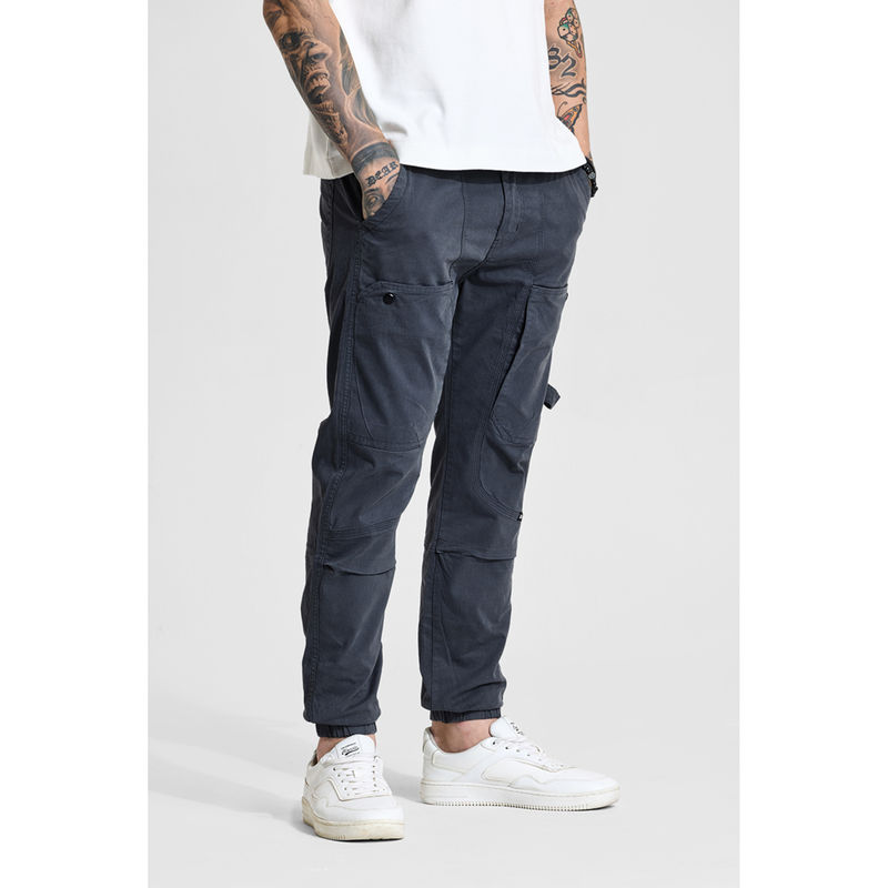 Snitch Men Grey Cotton Blend Cargo (32)
