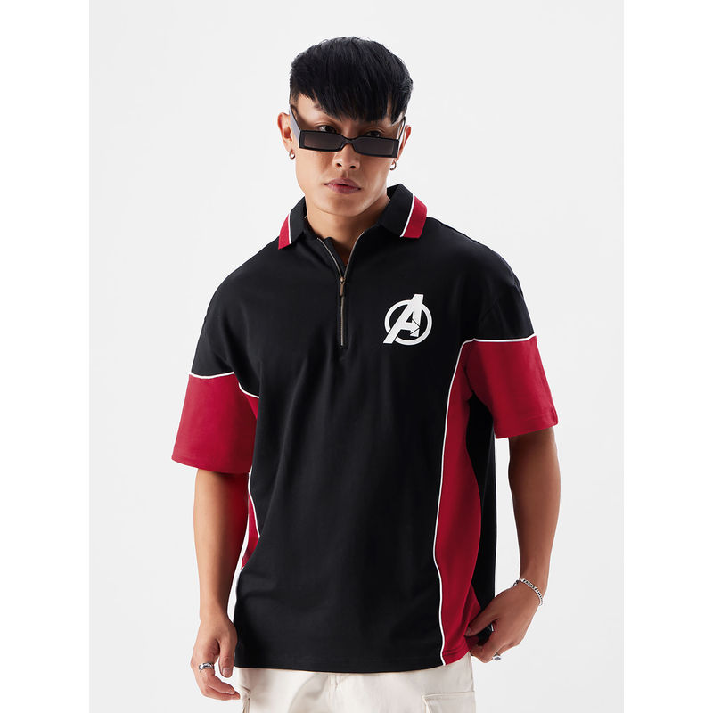 The Souled Store Official Avengers Suit Zipper Polos for Men (L)