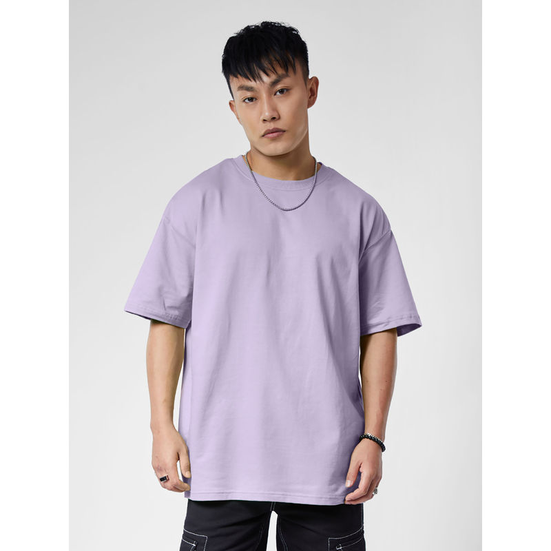 The Souled Store Original Solid Deep Lavender Oversized T-shirt for Men (M)