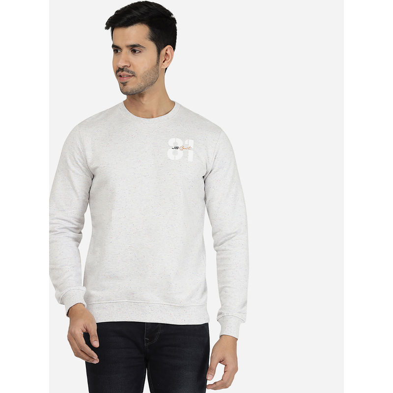 JadeBlue Men Grey Solid Regular Fit Winter T-Shirt (M)