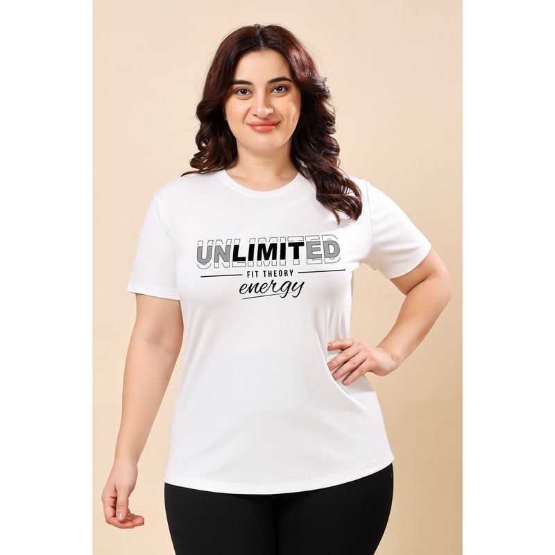 The Fit Theory Women White Round Neck Breathable Quick Dry Training T-Shirt (XS)