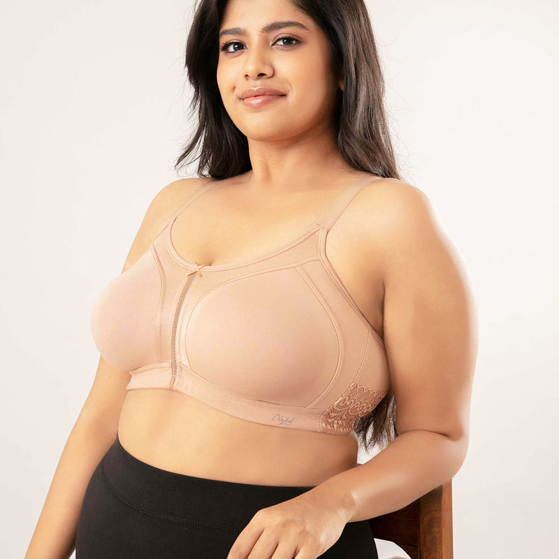 Nykd By Nykaa Everyday Cotton M-Frame Bounce Control Non-Padded Non-Wired Bra NYB101 Sand (36D)