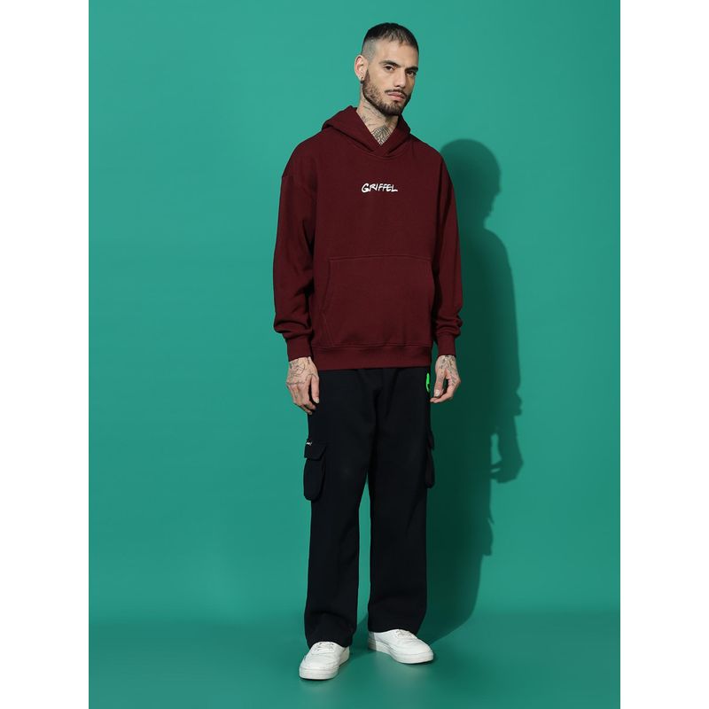 Griffel Vaguely Oversized Maroon Hoodie Tracksuit (Set of 2) (S)