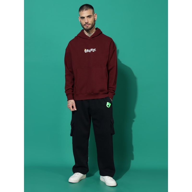 Griffel Never Look Oversized Maroon Hoodie Tracksuit (Set of 2) (S)