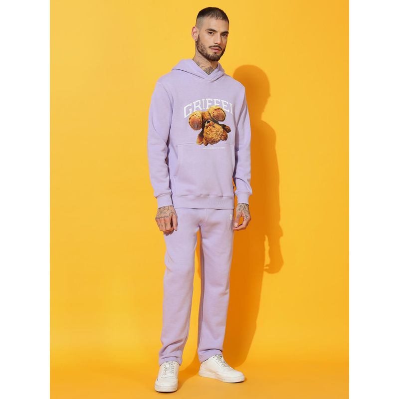 Griffel Upside Teddy Regular Fit Lavender Hoodie Tracksuit (Set of 2) (XL)