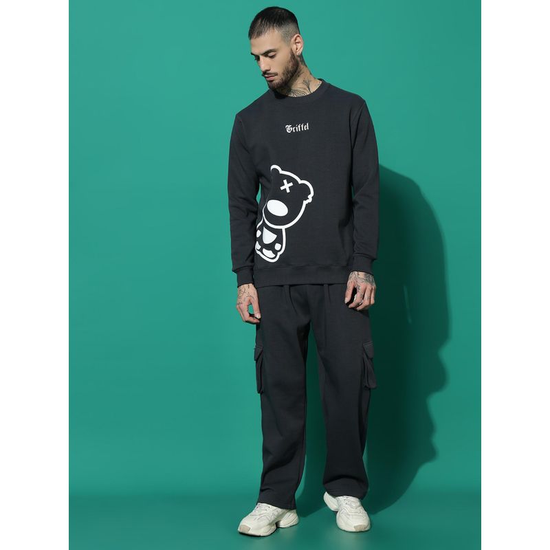 Griffel Teddy Regular Fit Charcoal White Tracksuit (Set of 2) (XL)