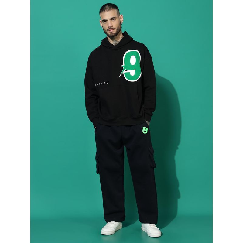 Griffel 9 Oversized Black Hoodie Tracksuit (Set of 2) (M)