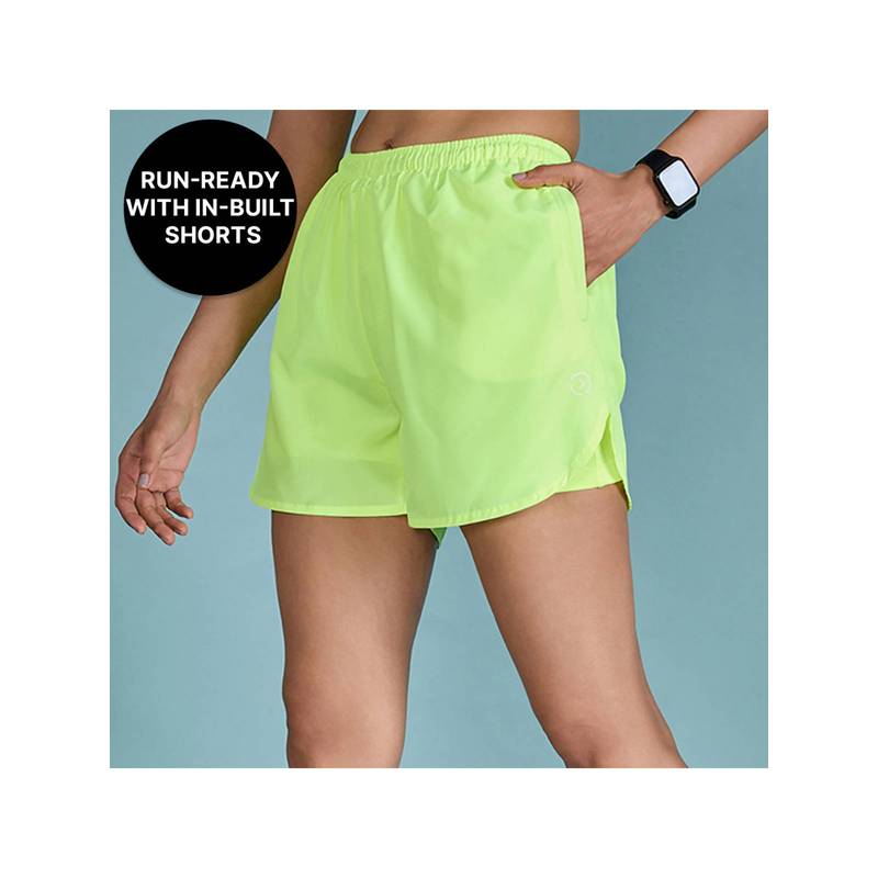 Kica 3.5"Quick-Dry Running Shorts with Inner Shorts & Zip Pocket|Stride Collection KIC411 Neon (XL)