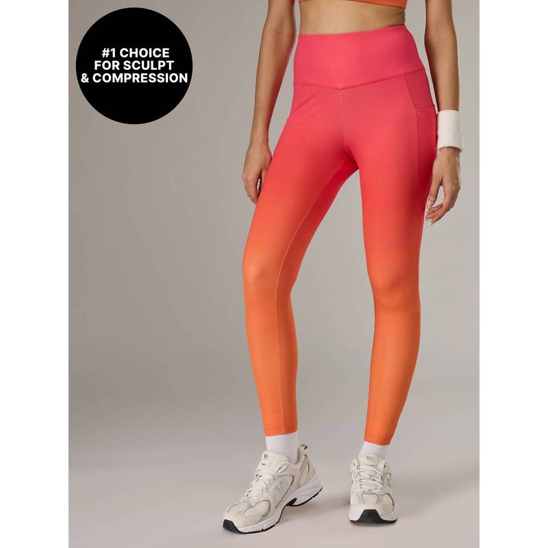 High-Waisted Workout Leggings in KICASKN™ Fabric KIC501 Orange Ombre (M)
