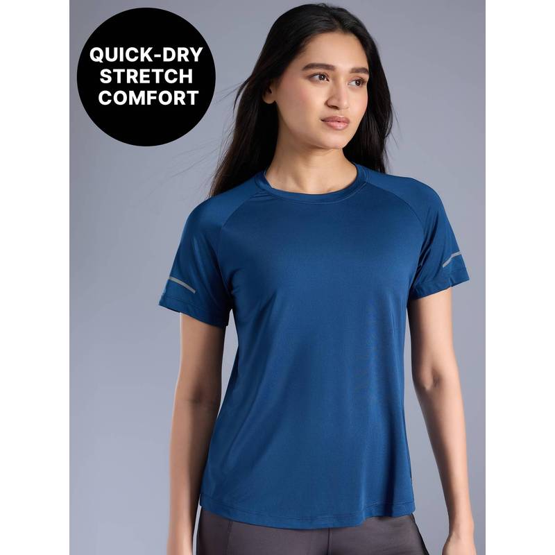 Kica Quick Dry Tee with Soft Stretch & Reflective Detail for Gym & Running KIC026 Blue (S)