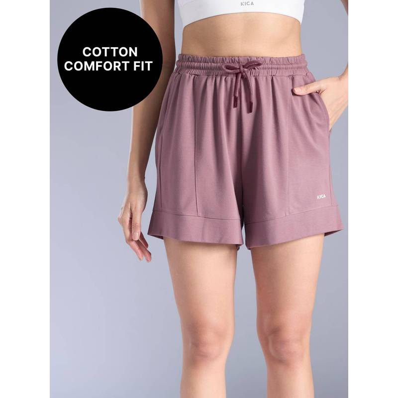 Kica 3.5" Cotton Shorts with Pockets & Adjustable Waist for Travel & Everyday KIC413 Mauve (XS)