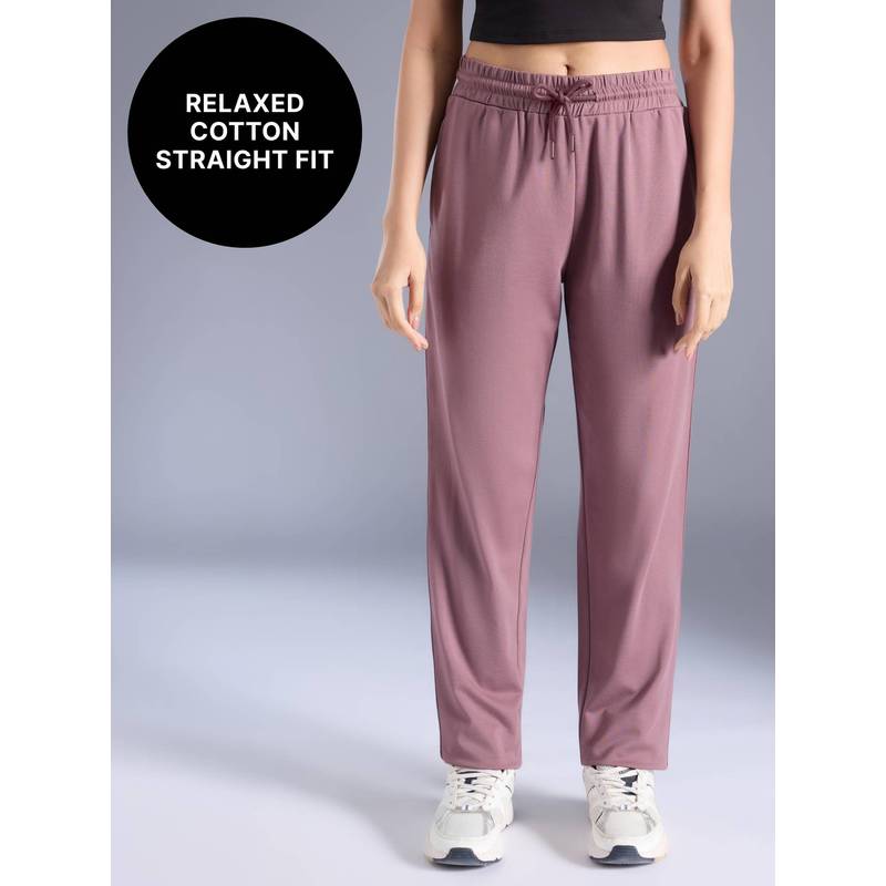 Kica Cotton Straight-Leg Pants with Side Slits, Pockets and Adjustable Waist KIC515 Mauve (XS)