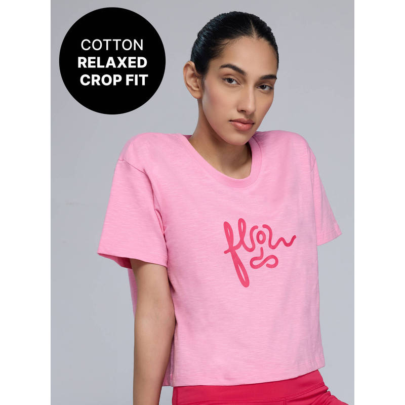 Kica 100% Cotton Breathable Crop Top for Yoga, Pilates & Everyday Wear KIC039 Pink (XS)