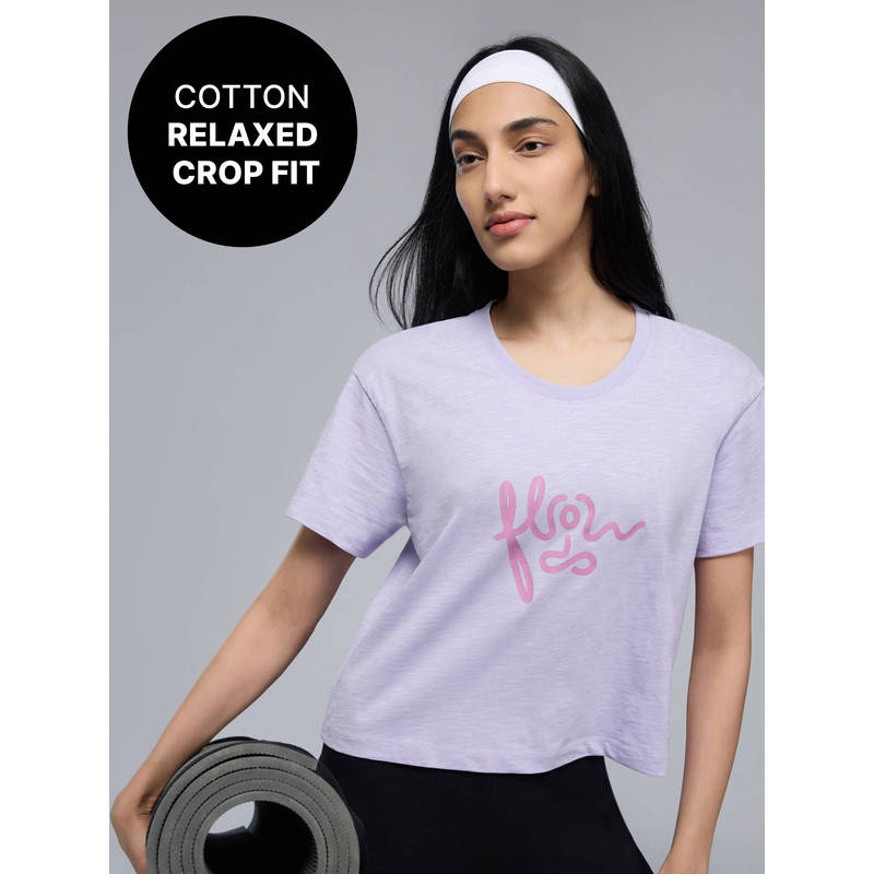 Kica 100% Cotton Breathable Crop Top for Yoga, Pilates & Everyday Wear KIC039 Purple (XS)