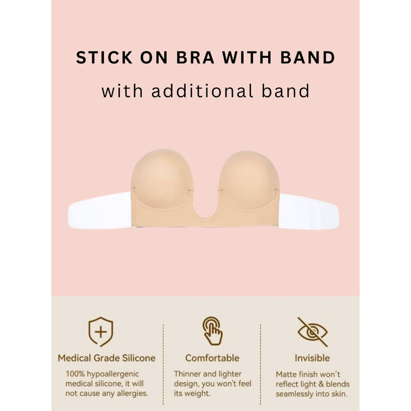 WomanLikeU Stick On Bra with Band (34B)