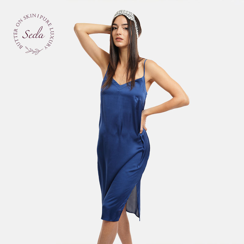 Mackly Womens Solid Polyester Slip Dress (XS)