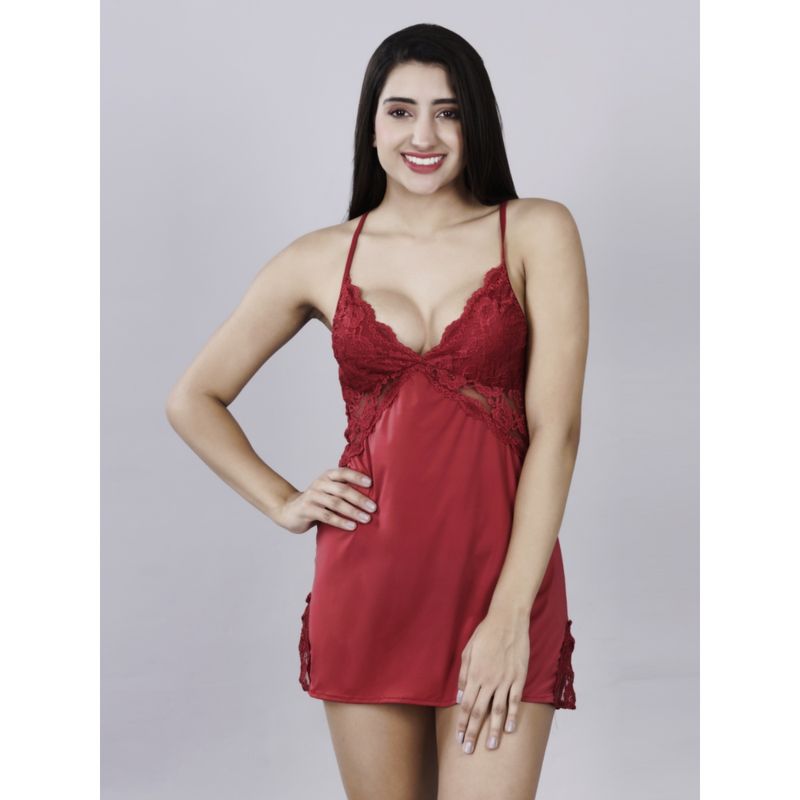 Herryqeal Women Lingerie Lace Chemise Babydoll Teddy Lingerie with Panty (Set of 2) (S)