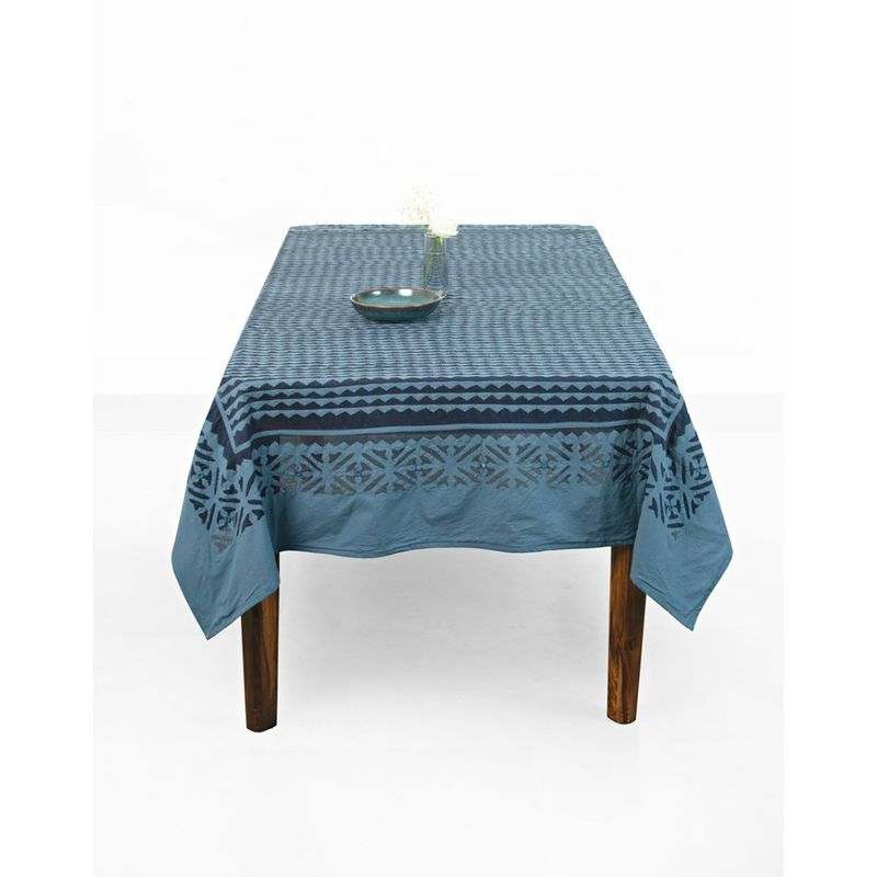 Fabindia Indigo Kunsh Cotton Applique Table Cover Buy Fabindia Indigo