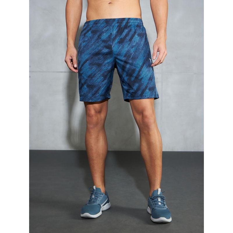 Technosport Blue Men Printed Regular Fit Sports Shorts with Ts Lytra (M)