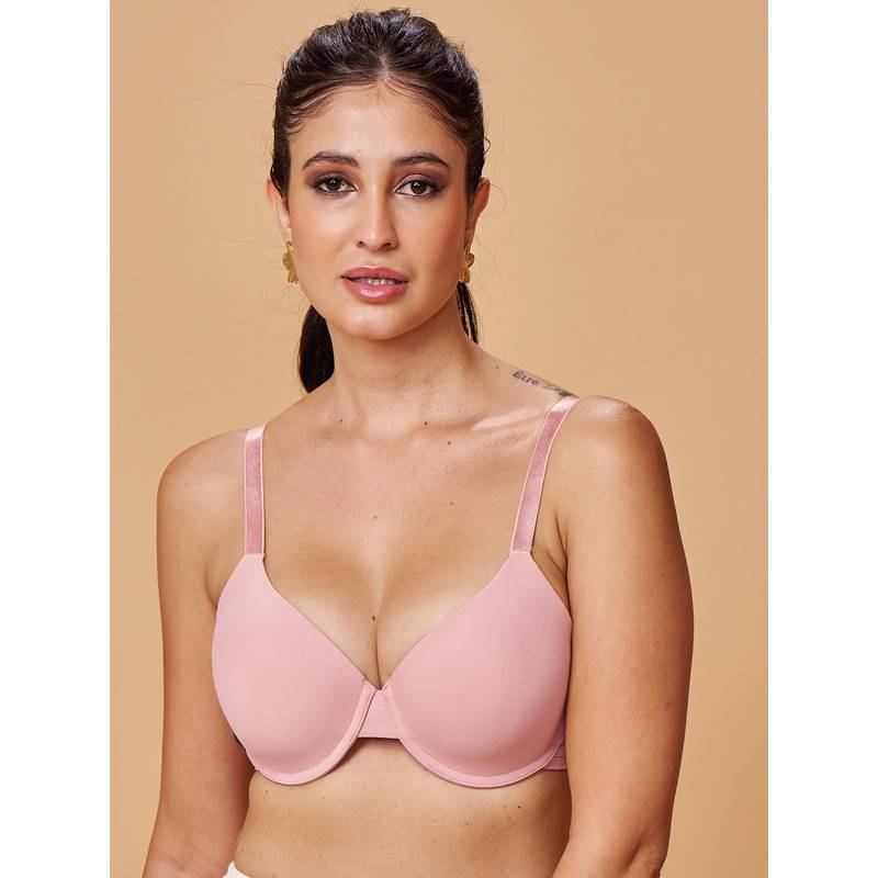 MAROON Seamless Padded Underwired Full Coverage Women T-Shirt Bra (32B)