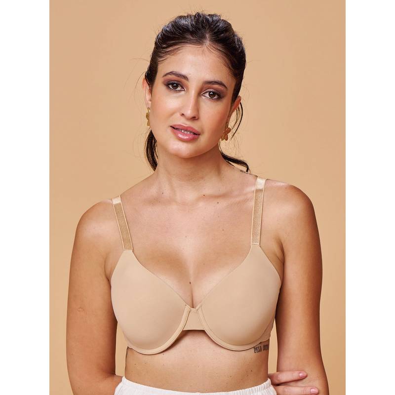MAROON Seamless Padded Underwired Full Coverage Women T-Shirt Bra (32B)