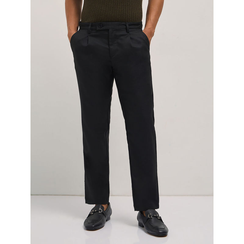 THE BEAR HOUSE Men Black Regular Fit Formal Trouser (38)
