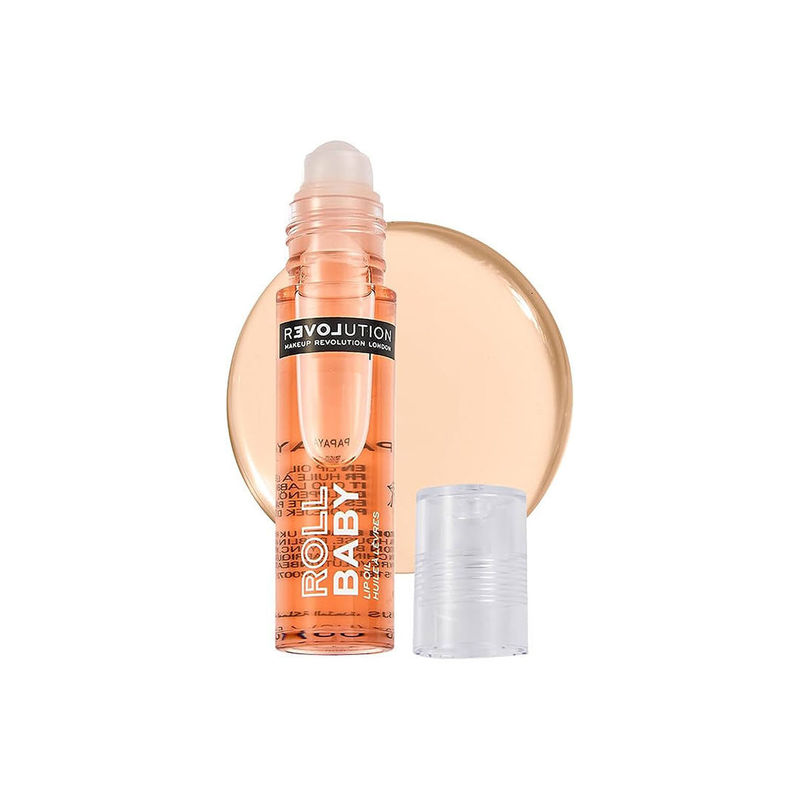 Makeup Revolution Relove Roll Baby Lip Oil-Hydrating And Nourishing-Non-Sticky Texture - Papaya