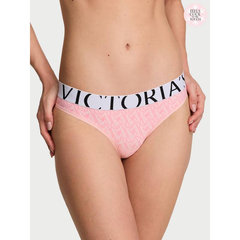 Victoria's Secret Women Pink Printed Cool Thong Panty (S)