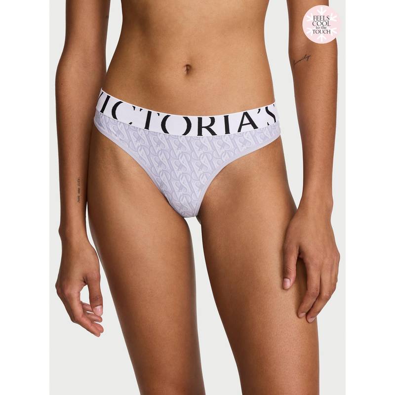 Victoria's Secret Women Grey Printed Cool Thong Panty (S)