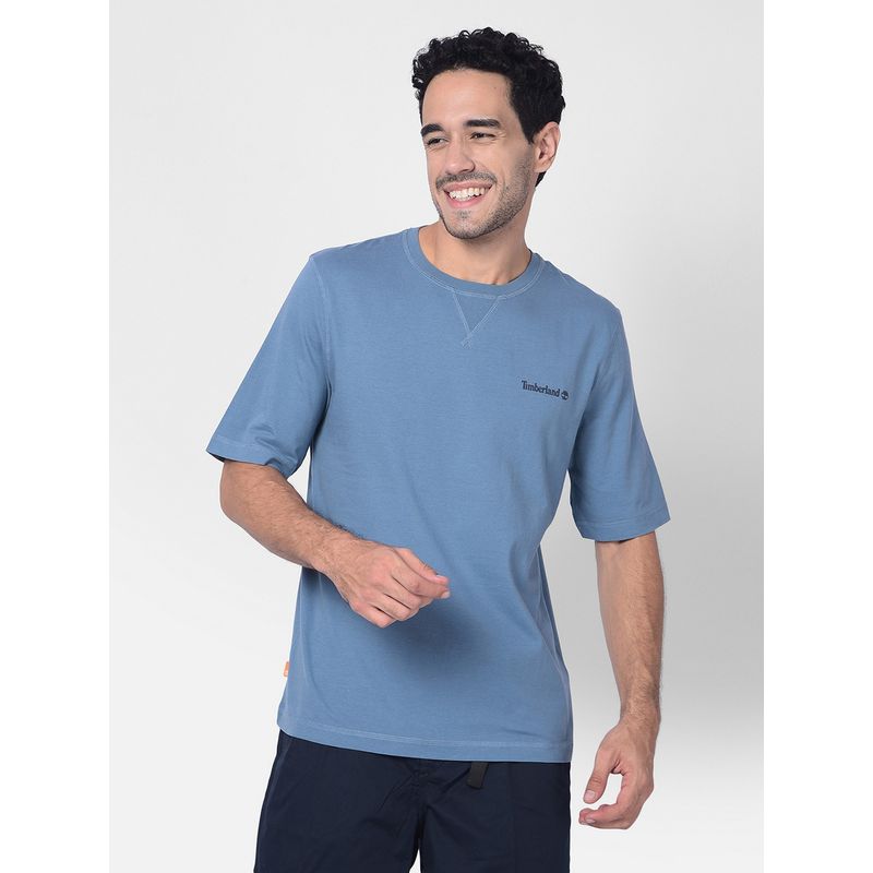 Timberland Blue Men Crew Neck Half Sleeves T-Shirt (L)