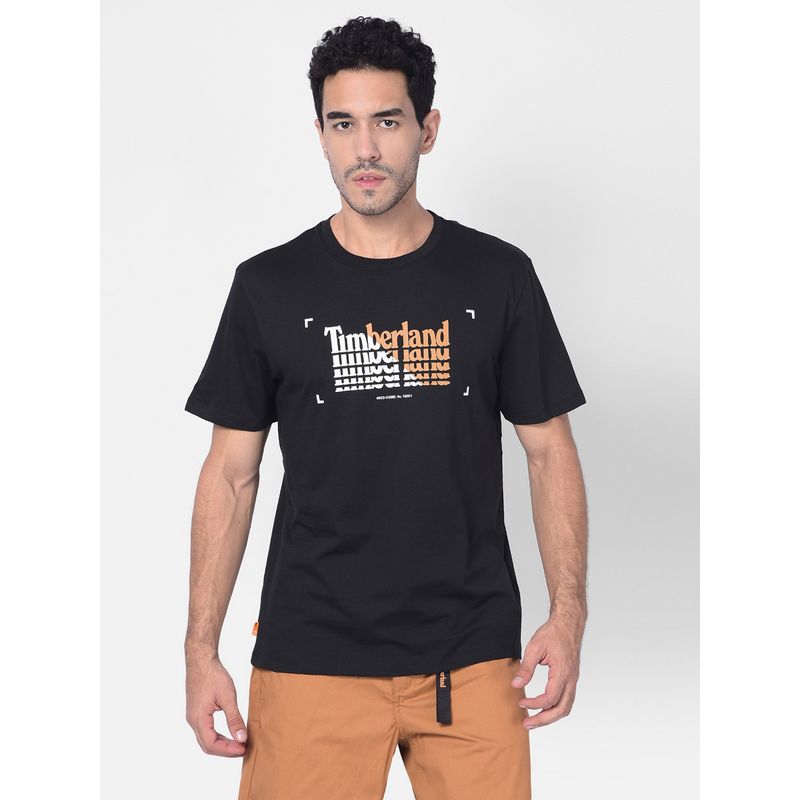 Timberland Black Men Crew Neck Half Sleeves T-Shirt (L)