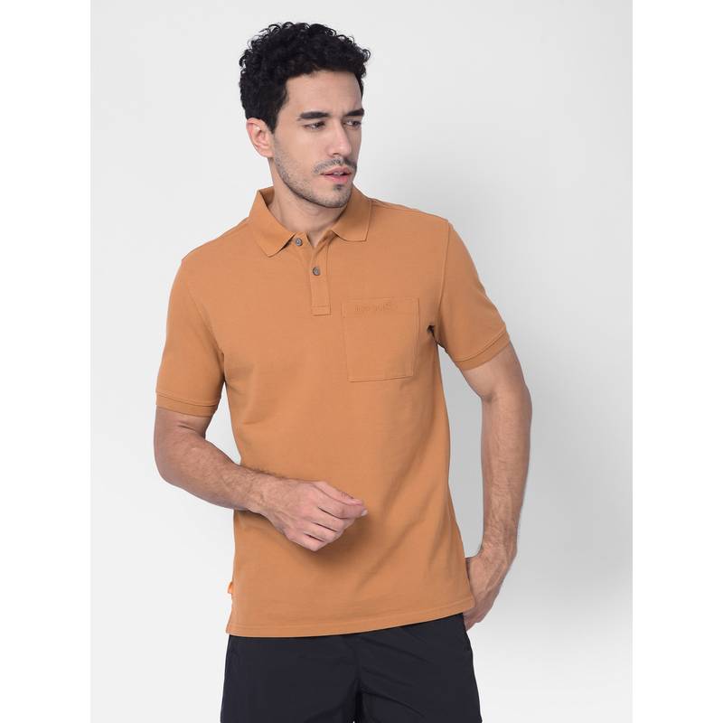 Timberland Rust Men Polo Collar Half Sleeves T-Shirt (L)