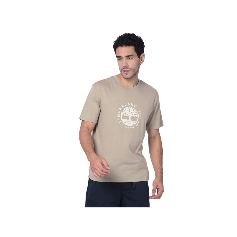 Timberland Grey Men Crew Neck Half Sleeves T-Shirt (L)