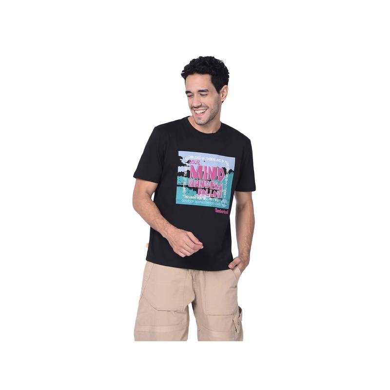Timberland Black Men Crew Neck Half Sleeves T-Shirt (L)